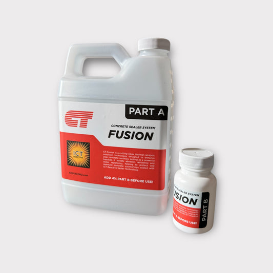 Bottle of ICT Fusion Concrete Sealer, 1 litre or 4 litre, sold by Designer Concrete Supplies, the UK and European distributor of Kodiak Pro and ICT Reactive